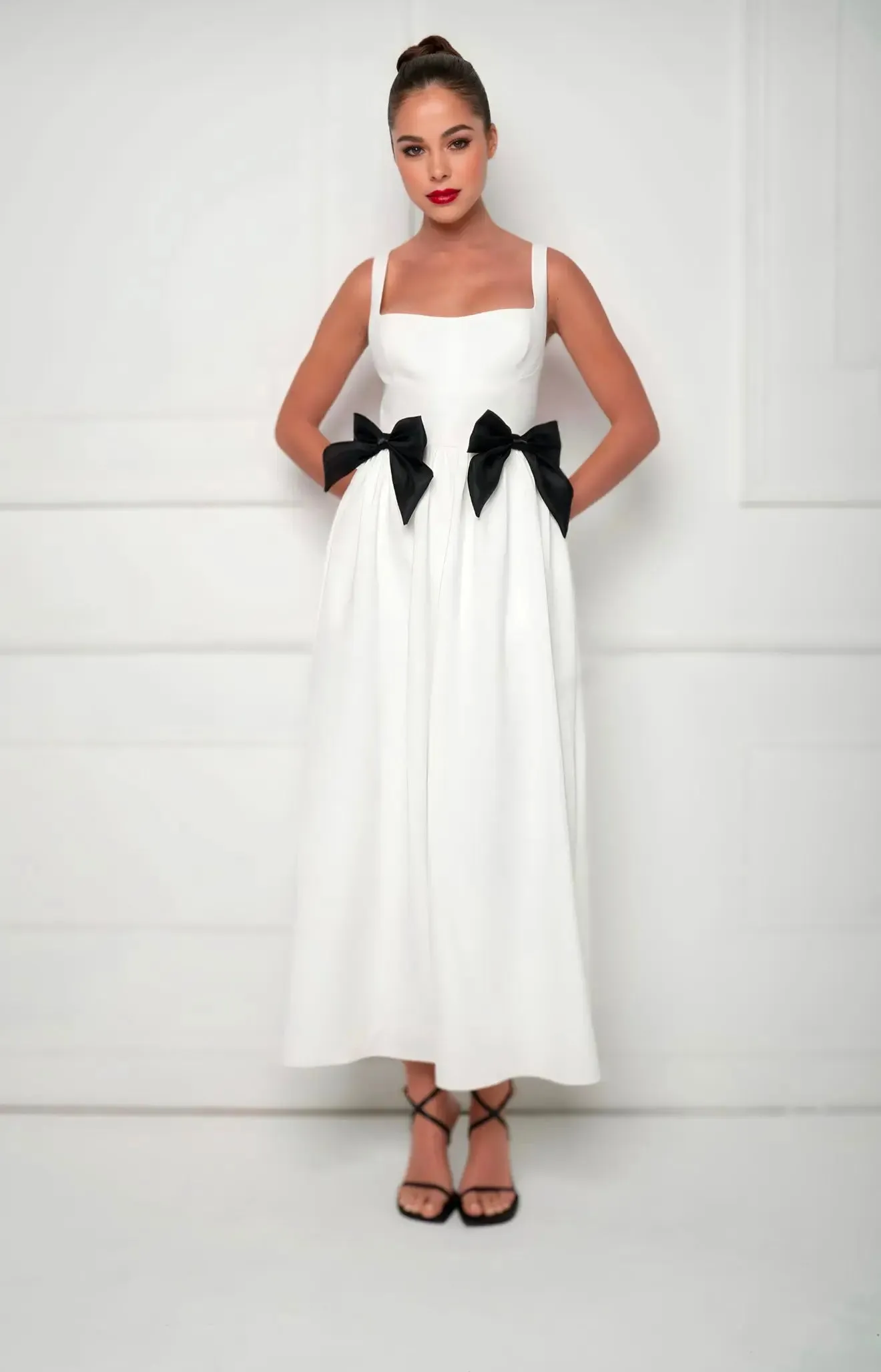 White Bow Midi Dress sold by Anne Louise Boutique product image thumbnail 5