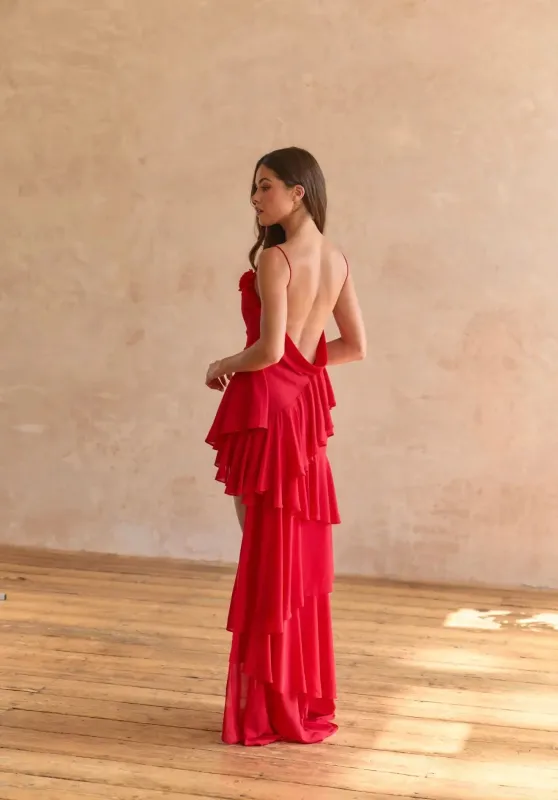 Red Rose Petal Dress sold by Anne Louise Boutique