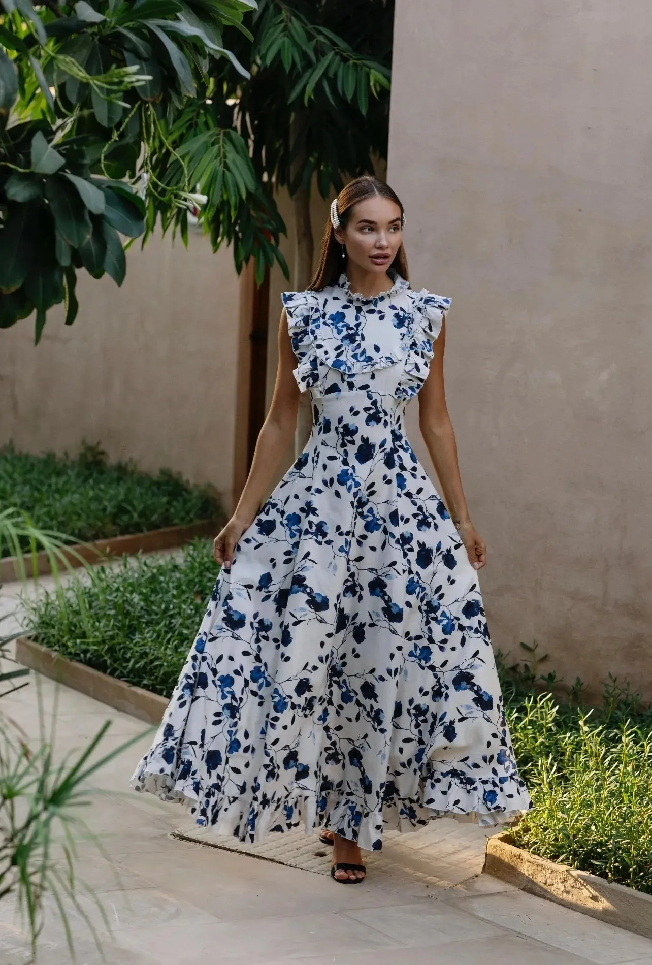 Everly Maxi Dress In Blue and White sold by Anne Louise Boutique product image thumbnail 3