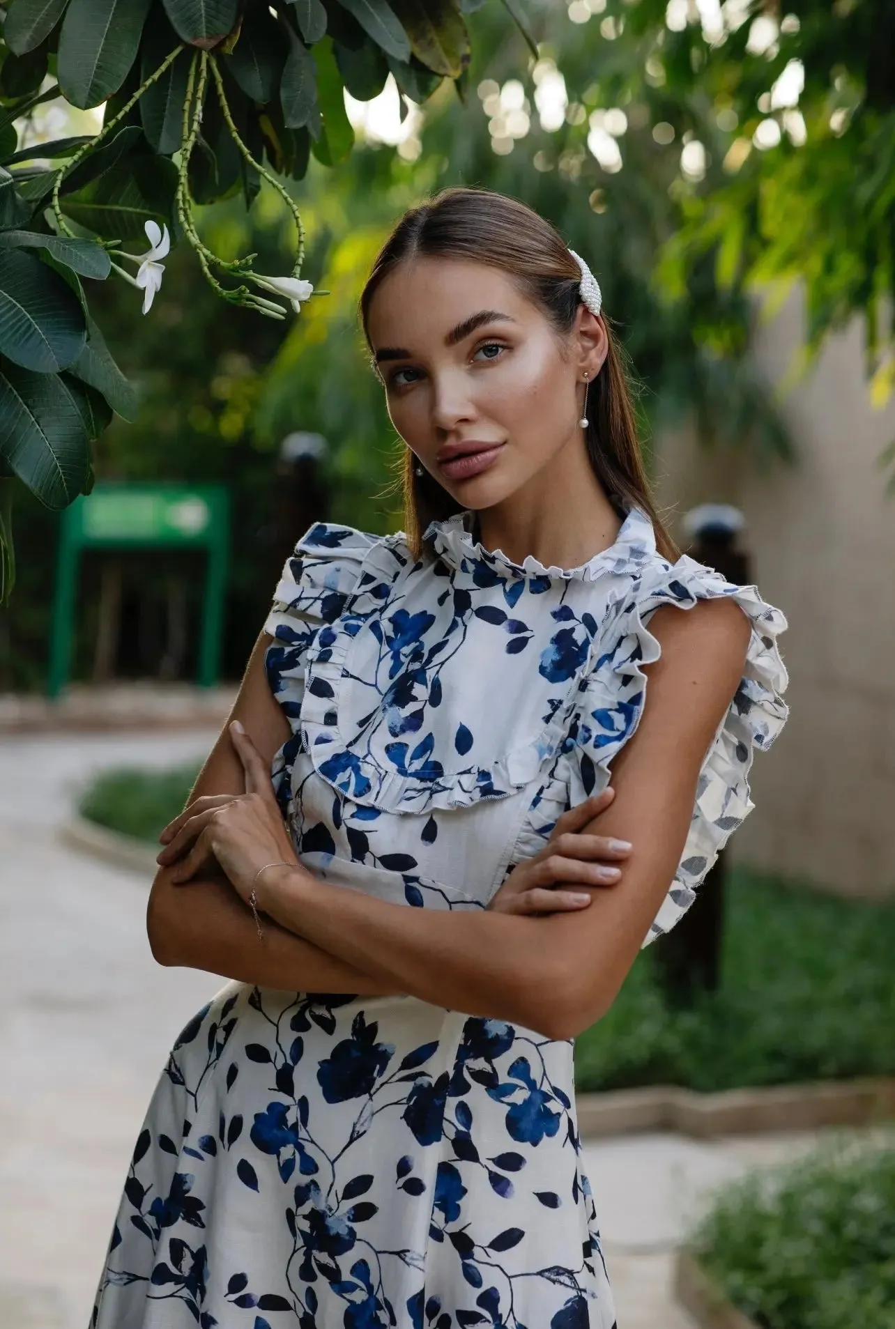 Everly Maxi Dress In Blue and White sold by Anne Louise Boutique product image thumbnail 2