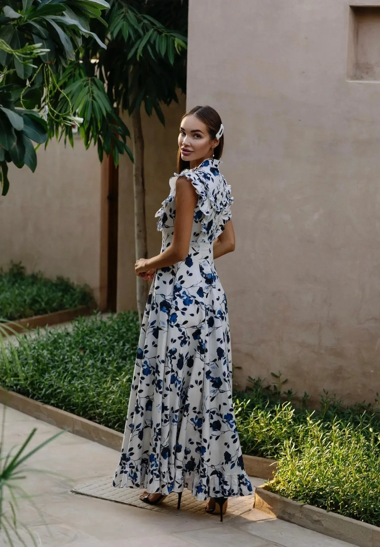 Everly Maxi Dress In Blue and White sold by Anne Louise Boutique product image thumbnail 4