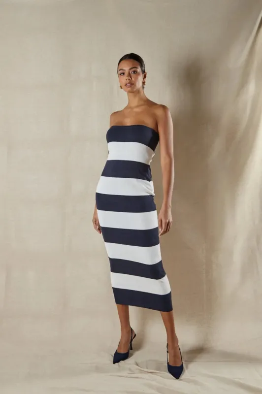 ALB Everyday - Cass Navy and White Knit Dress sold by Anne Louise Boutique