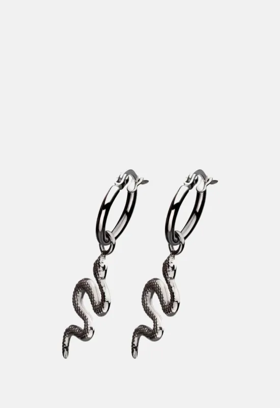 Snake Charm Hoop Earrings sold by Damaged Society