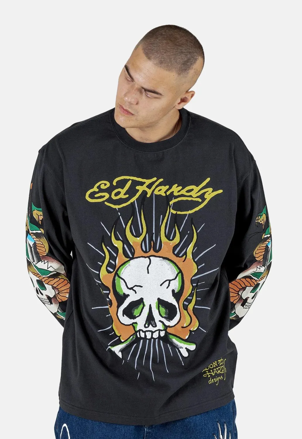 Skull Flame Long Sleeved Top sold by Damaged Society