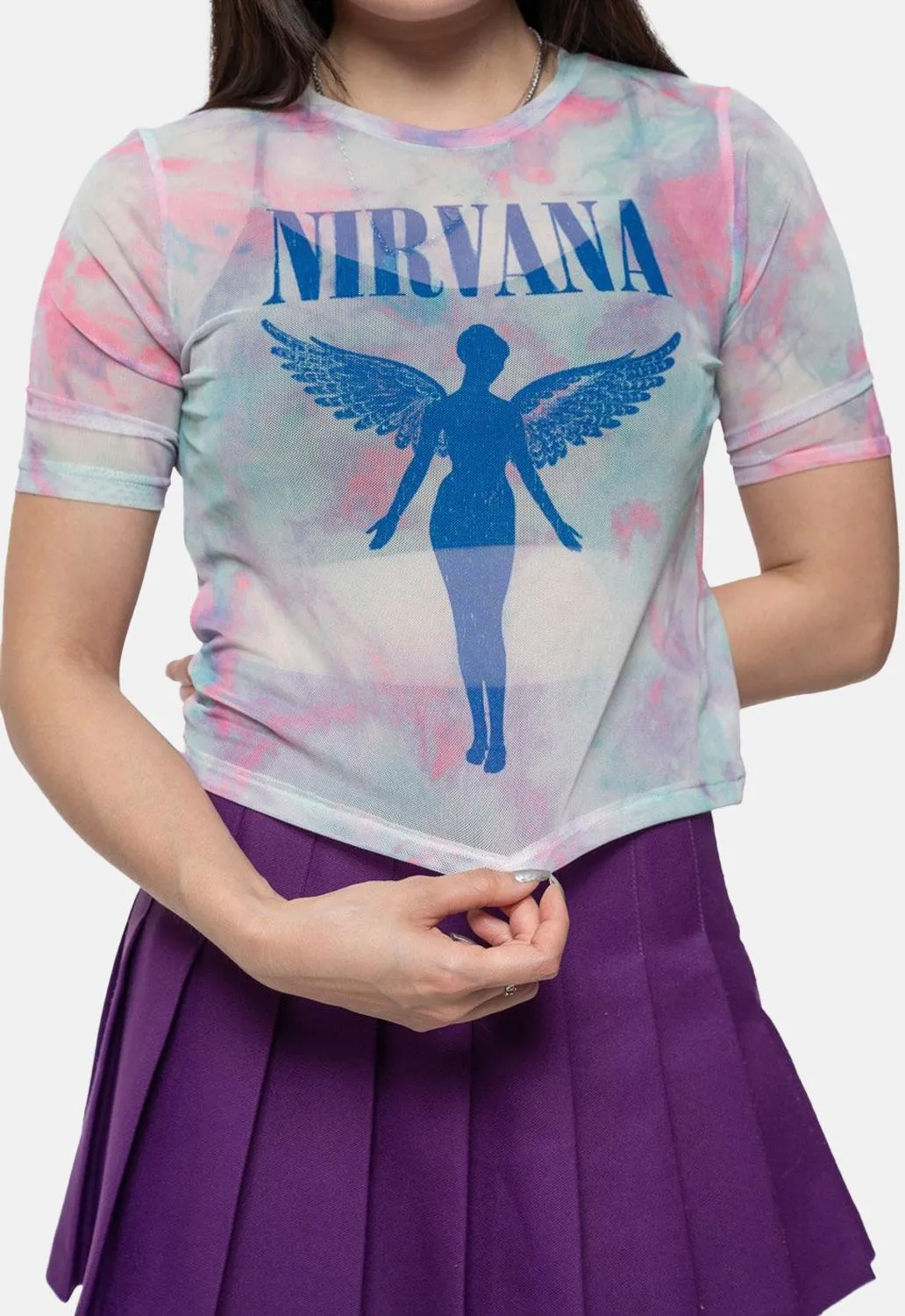 Angelic Blue Mono Mesh Crop Top sold by Damaged Society product image thumbnail 3