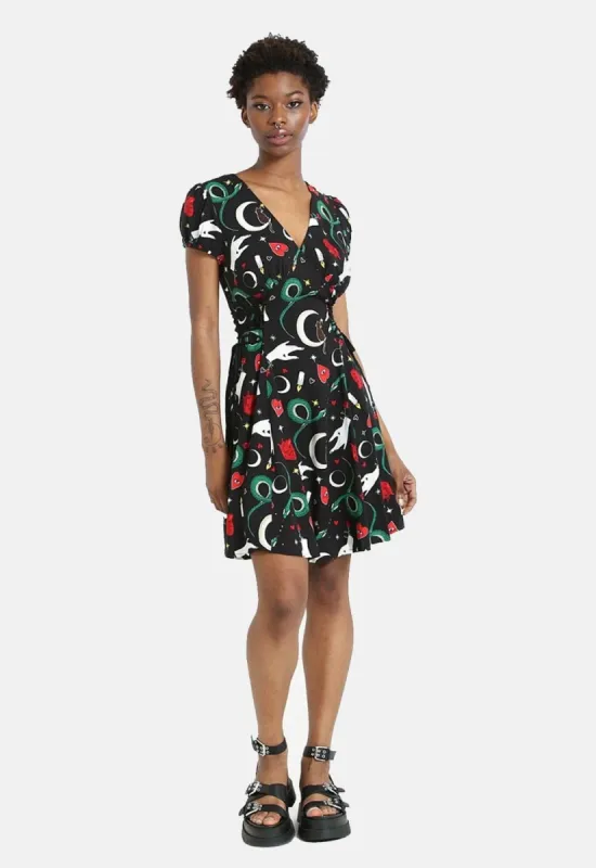 Good Fortune Mini Dress made by Hell Bunny