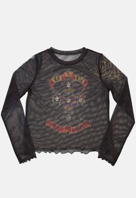 Appetite For Destruction Long Sleeved Mesh Top sold by Damaged Society