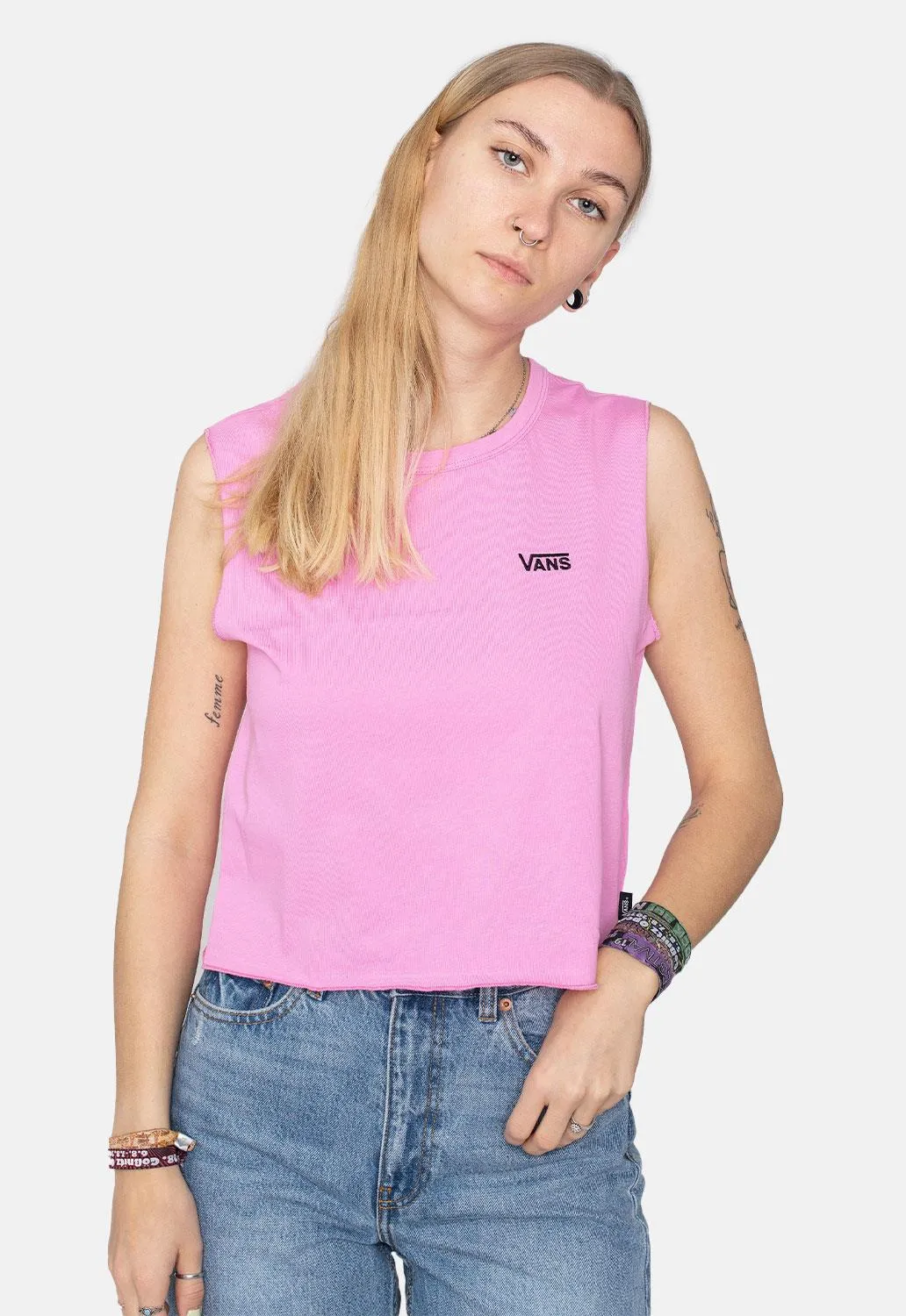 Junior V Muscle Crop Vest sold by Damaged Society