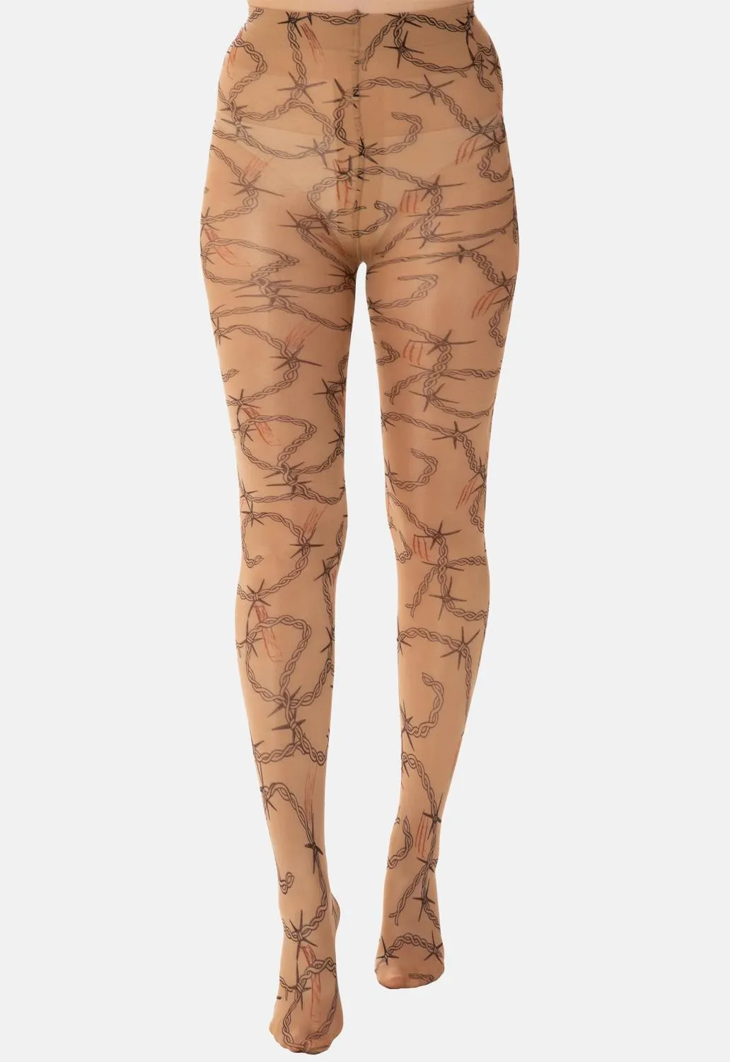 Barbed Wire Printed Tights sold by Damaged Society