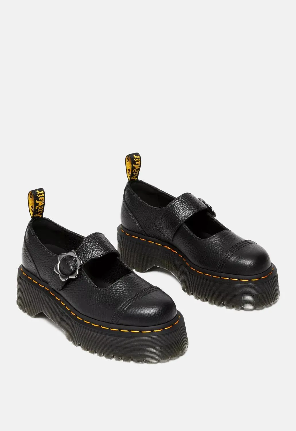 Addina Flower Buckle Leather Platform Shoes sold by Damaged Society product image thumbnail 3