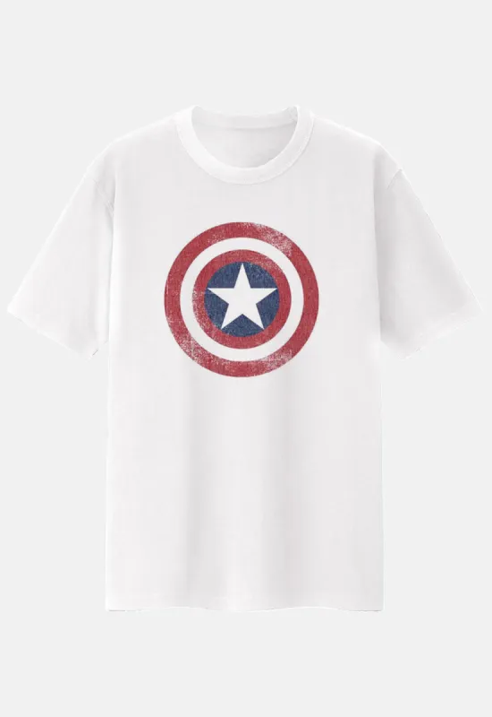Captain America Distressed Shield T-Shirt sold by Damaged Society