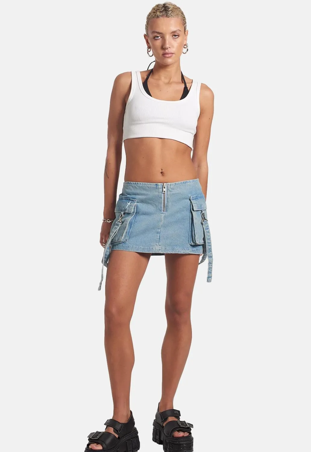 Force Denim Mini Skirt sold by Damaged Society product image thumbnail 4