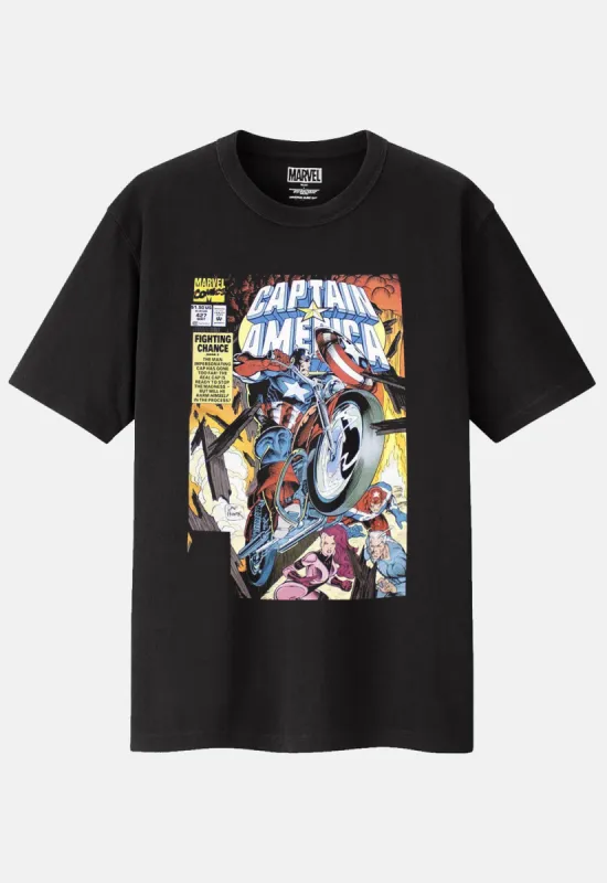 Captain America Wheel Comic Cover T-Shirt sold by Damaged Society