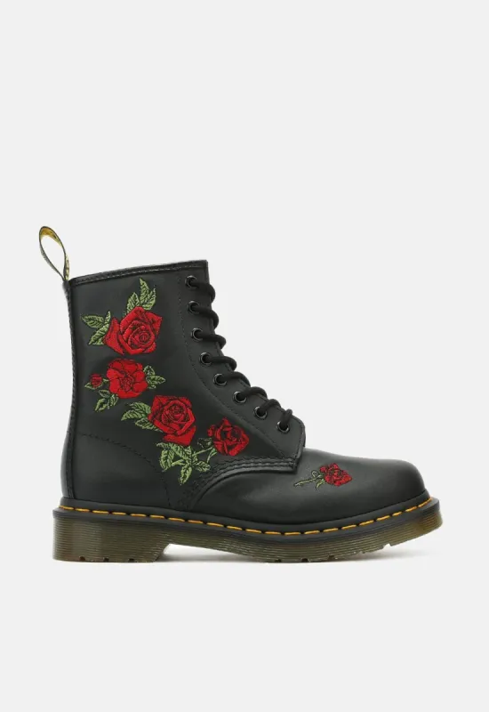 1460 Vonda Floral Rose Leather Lace Up Boots made by Damaged Society
