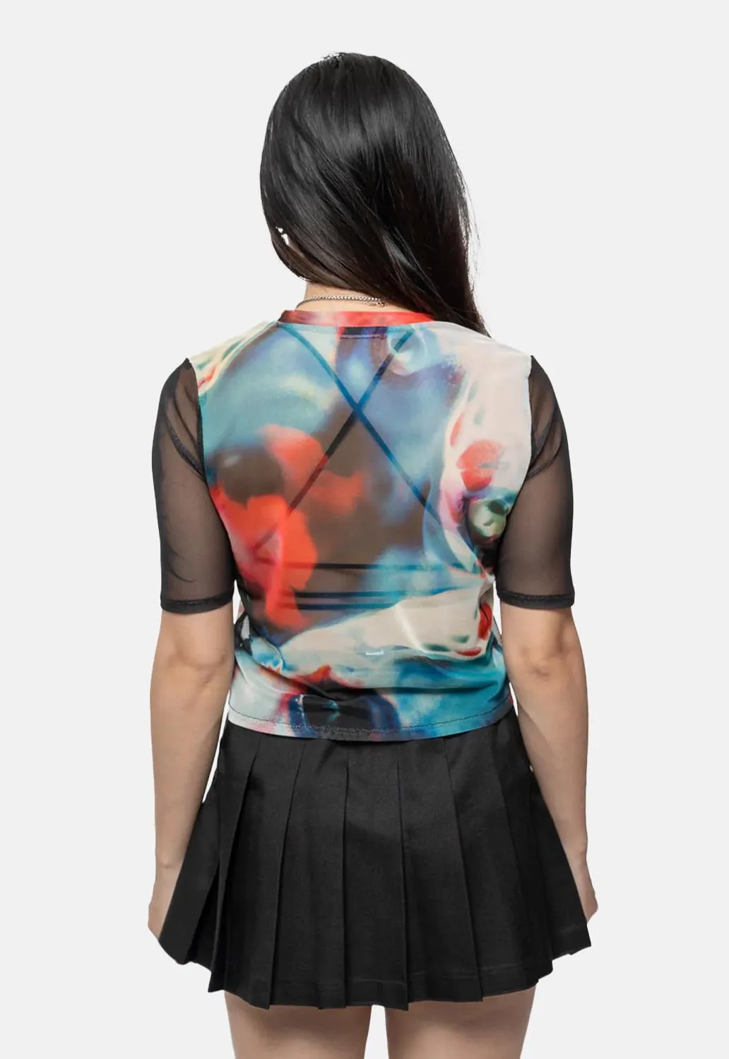 Face & Logo Mesh Crop Top sold by Damaged Society product image thumbnail 4