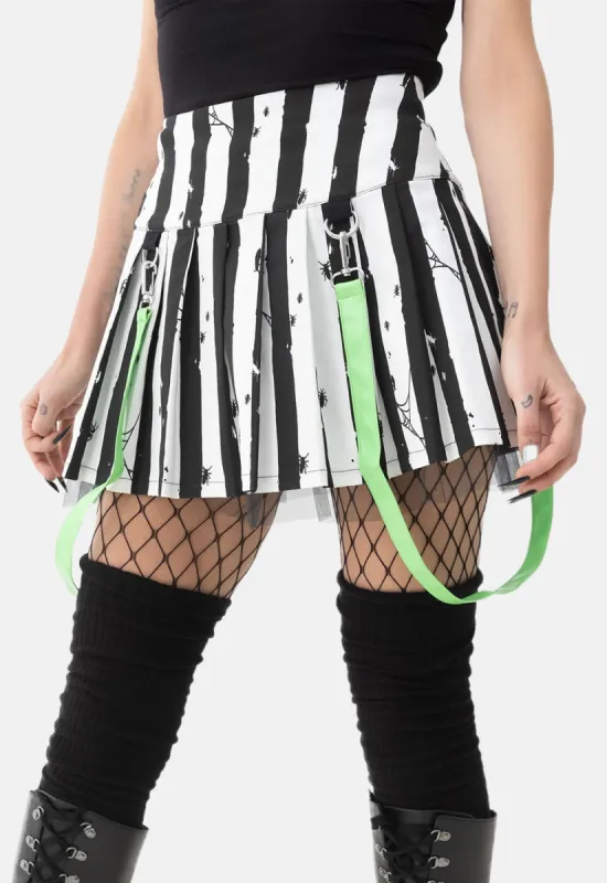 Distressed Stripe Mini Skirt made by Killstar