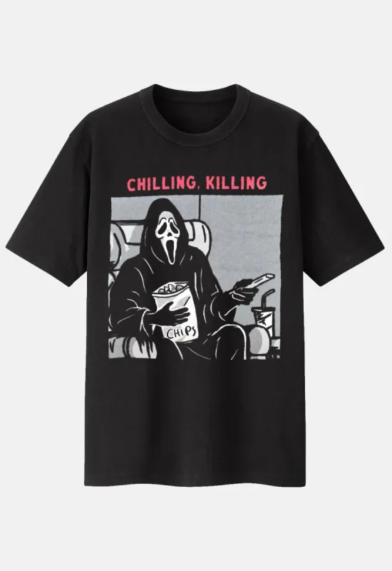 Ghost Face Chillin' Killin' T-Shirt sold by Damaged Society