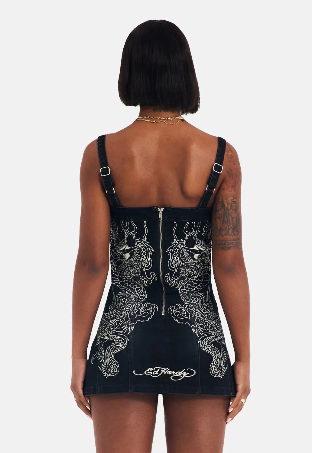 Dragon Flame Denim Mini Dress sold by Damaged Society product image thumbnail 2