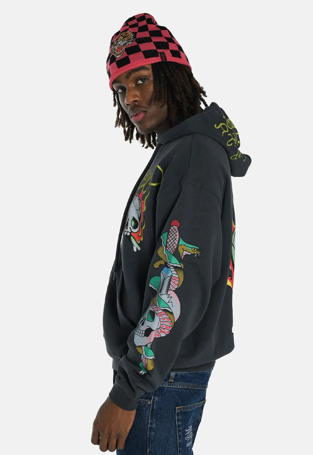 Burning Skull Graphic Hoodie sold by Damaged Society product image thumbnail 3