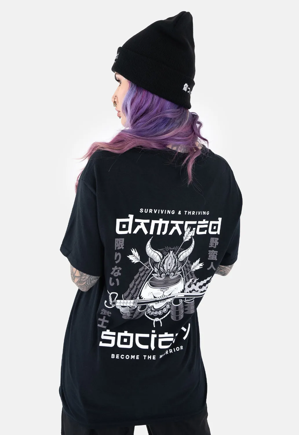 Samurai Kitty T-Shirt sold by Damaged Society product image thumbnail 3