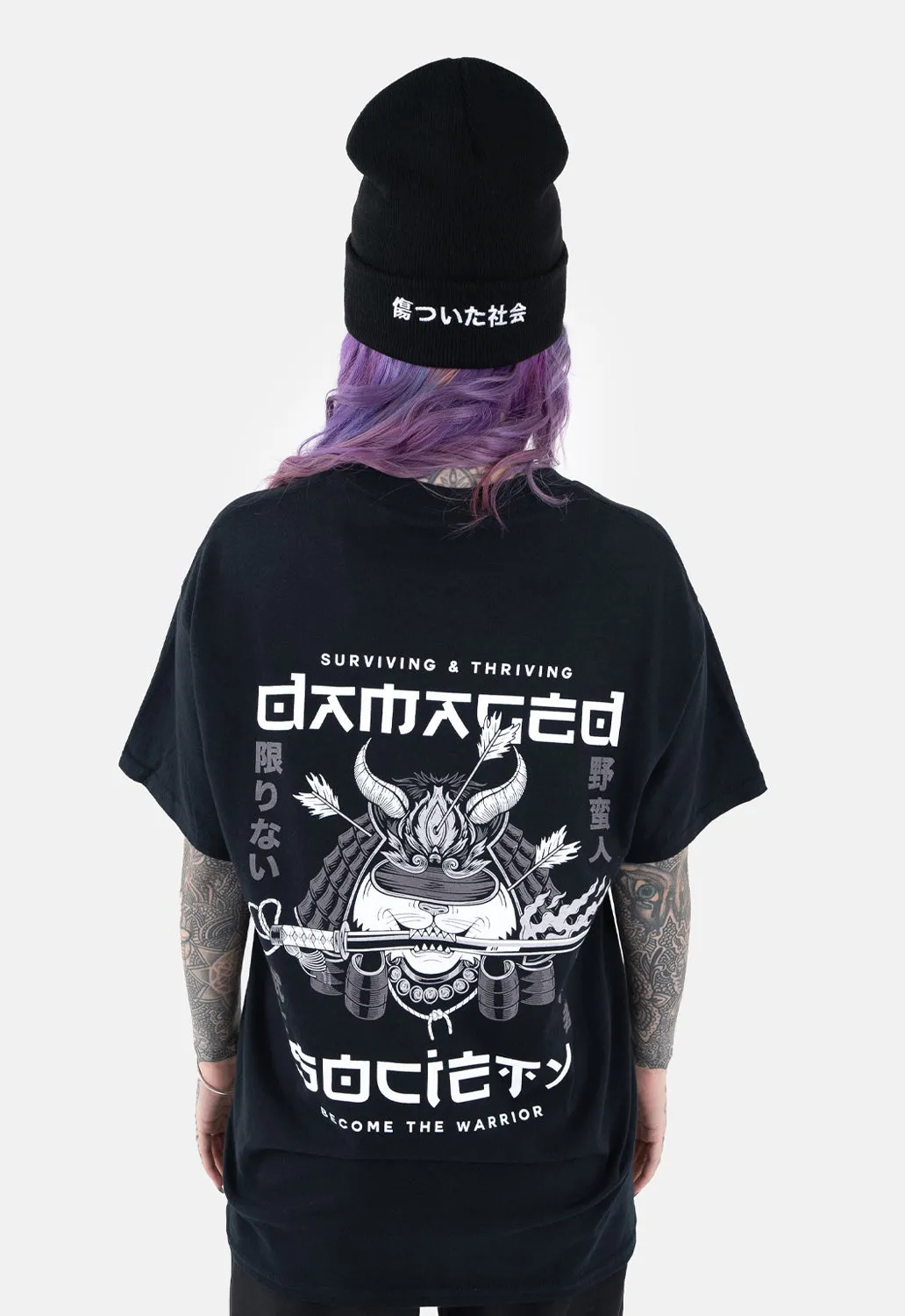 Samurai Kitty T-Shirt sold by Damaged Society product image thumbnail 2