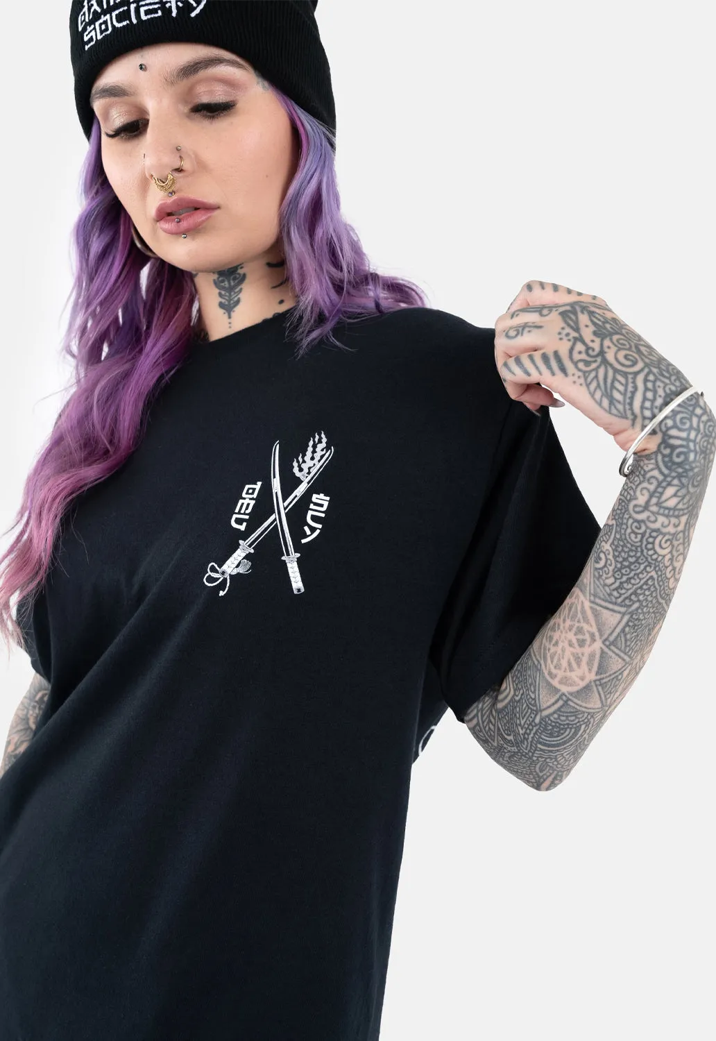 Samurai Kitty T-Shirt sold by Damaged Society product image thumbnail 5