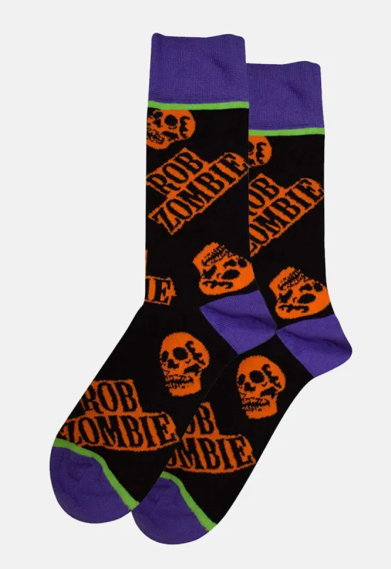 Orange Skulls Socks made by Damaged Society