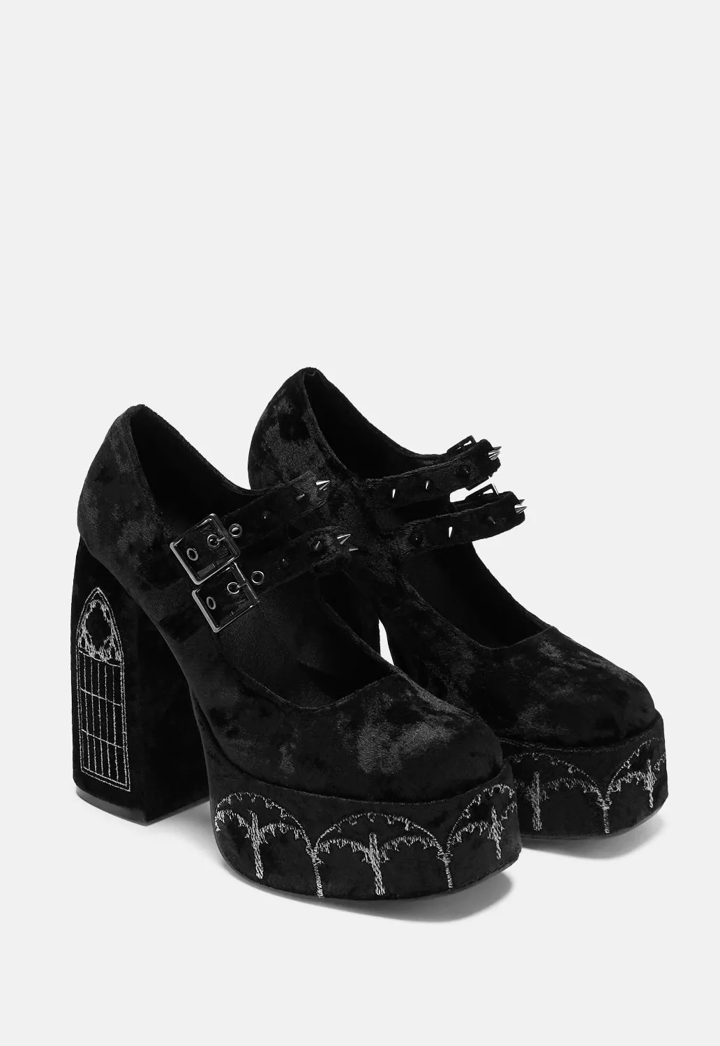 Lady Menace Grunge Crushed Velvet Heels sold by Damaged Society product image thumbnail 2