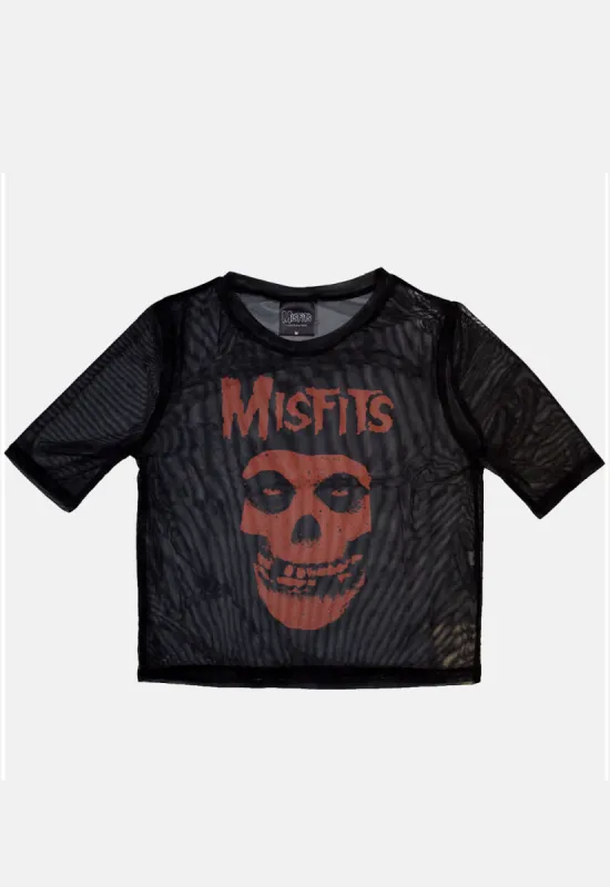 Orange Logo & Skull Mesh Crop Top sold by Damaged Society