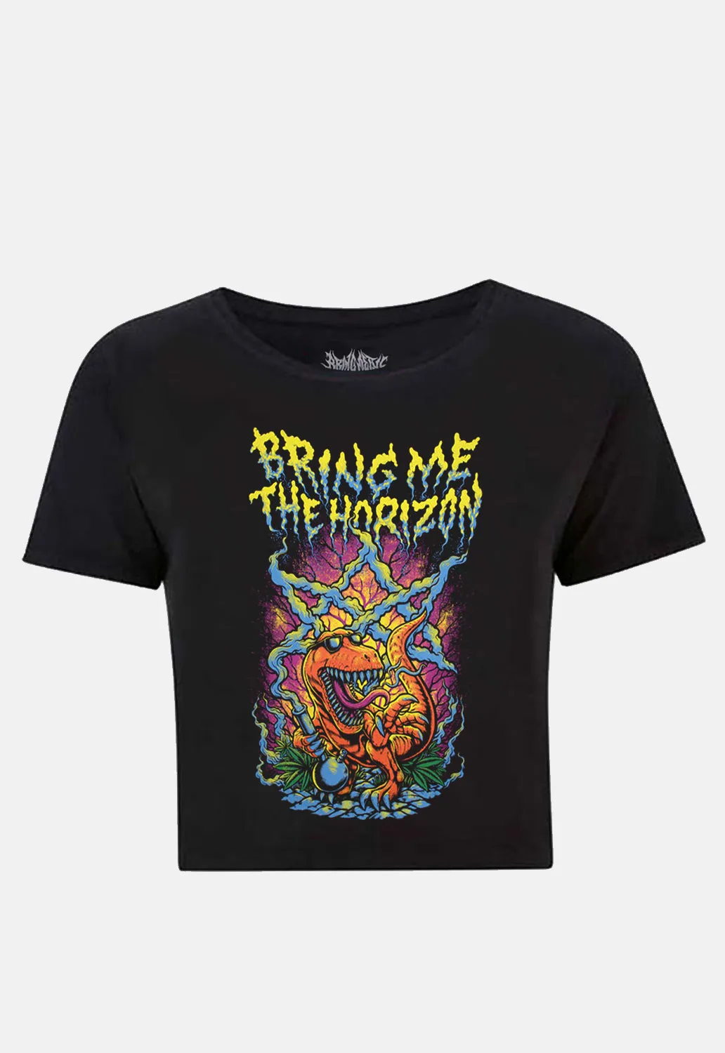 Smoking Dinosaur Crop Top sold by Damaged Society