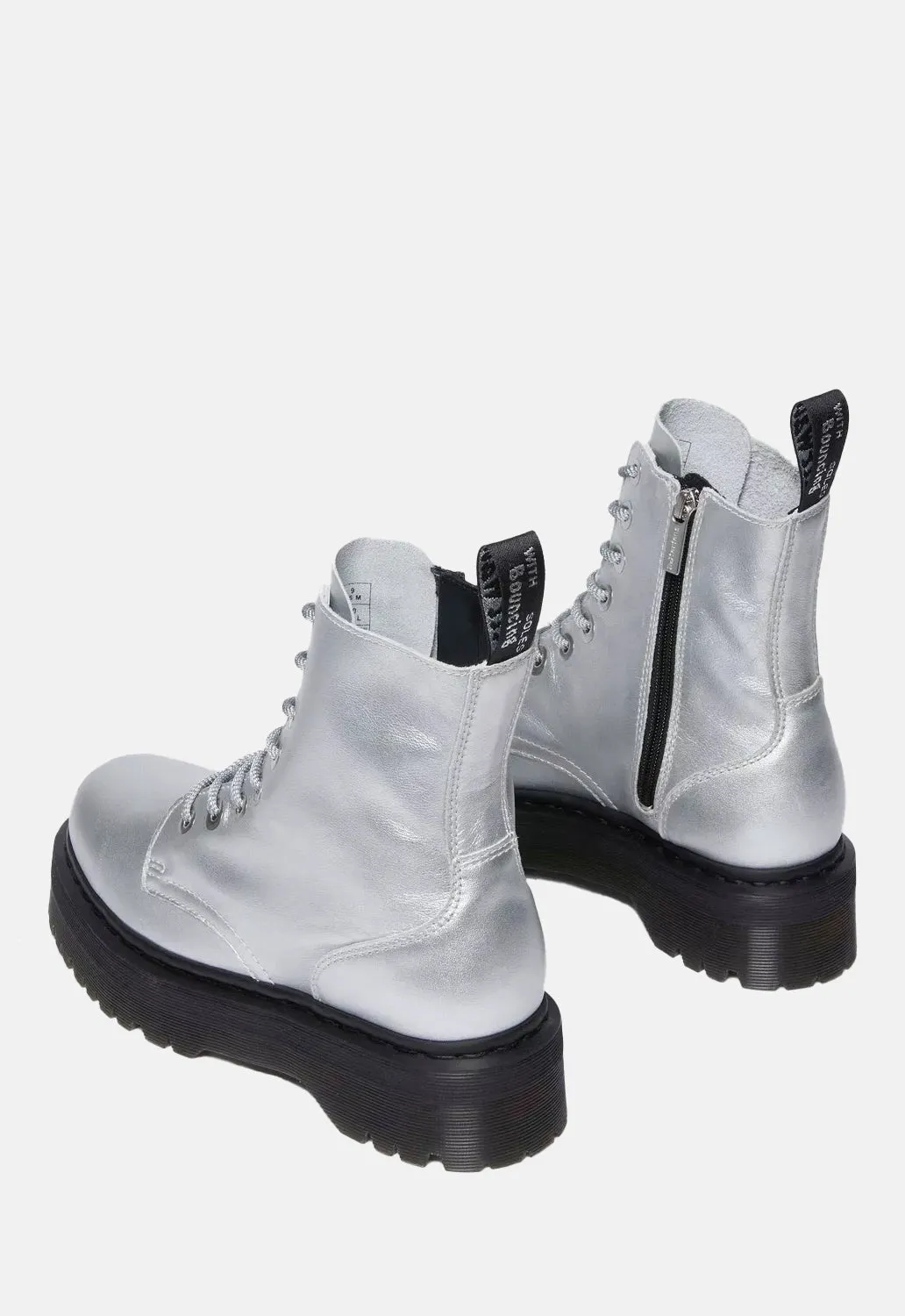 Jadon Silver Smooth Leather Platform Boots sold by Damaged Society product image thumbnail 5