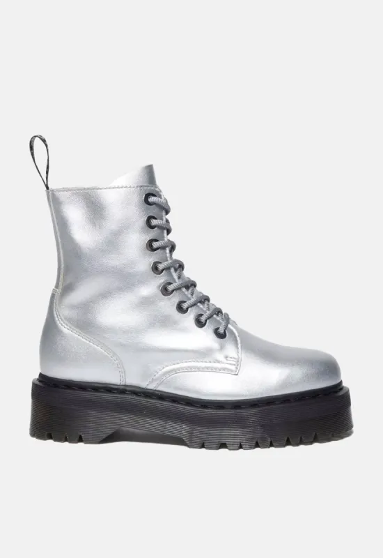 Jadon Silver Smooth Leather Platform Boots sold by Damaged Society