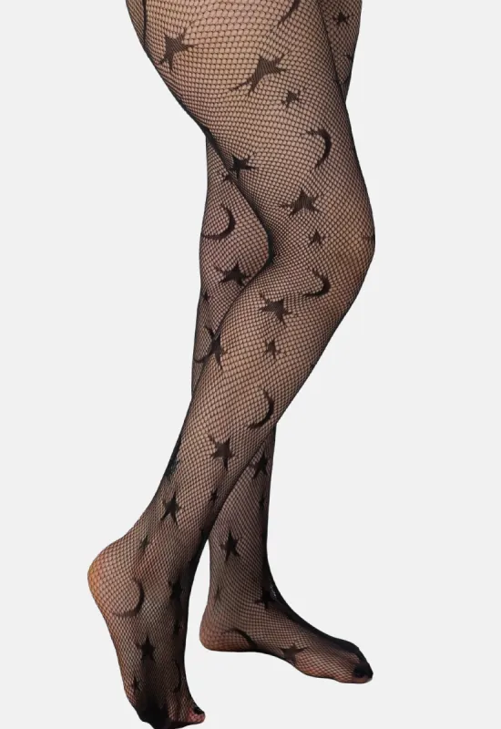 Stars And Moon Net Tights sold by Damaged Society