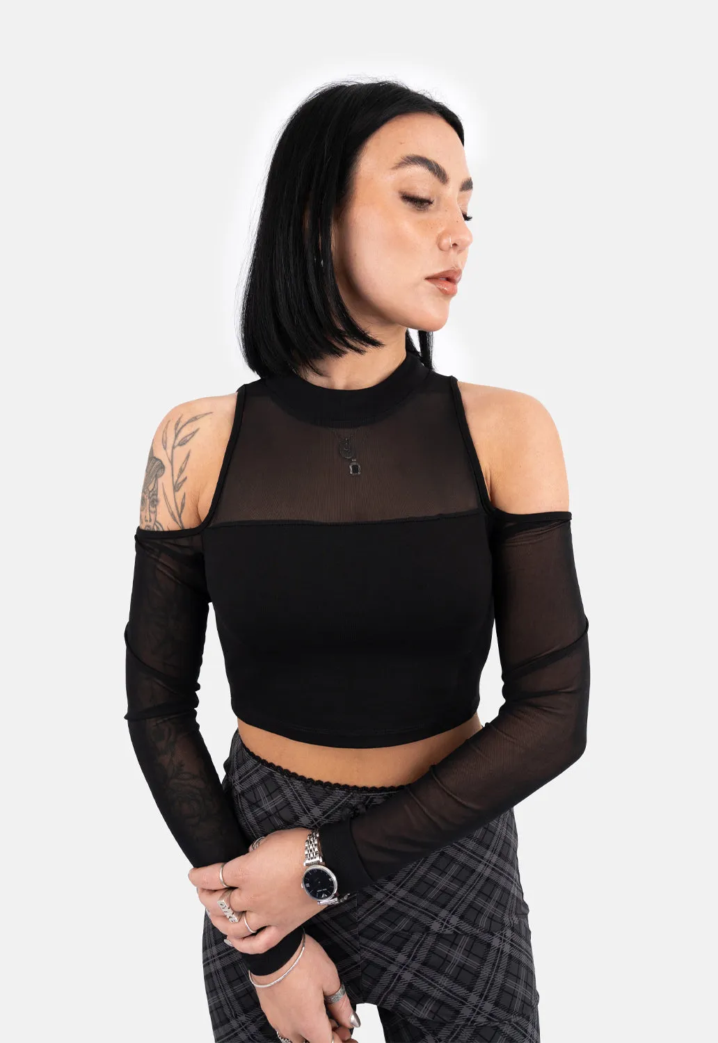 Briar Mesh Cold Shoulder Top sold by Damaged Society
