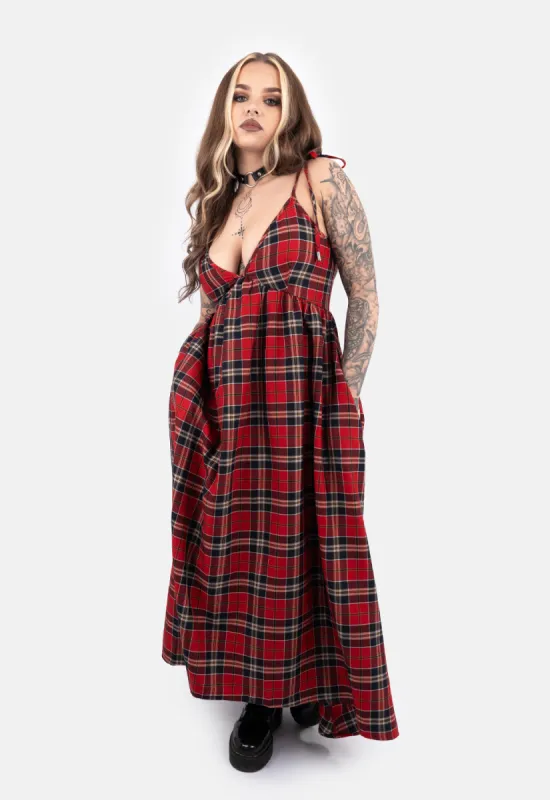 Rowena Check Strap Maxi Dress sold by Damaged Society