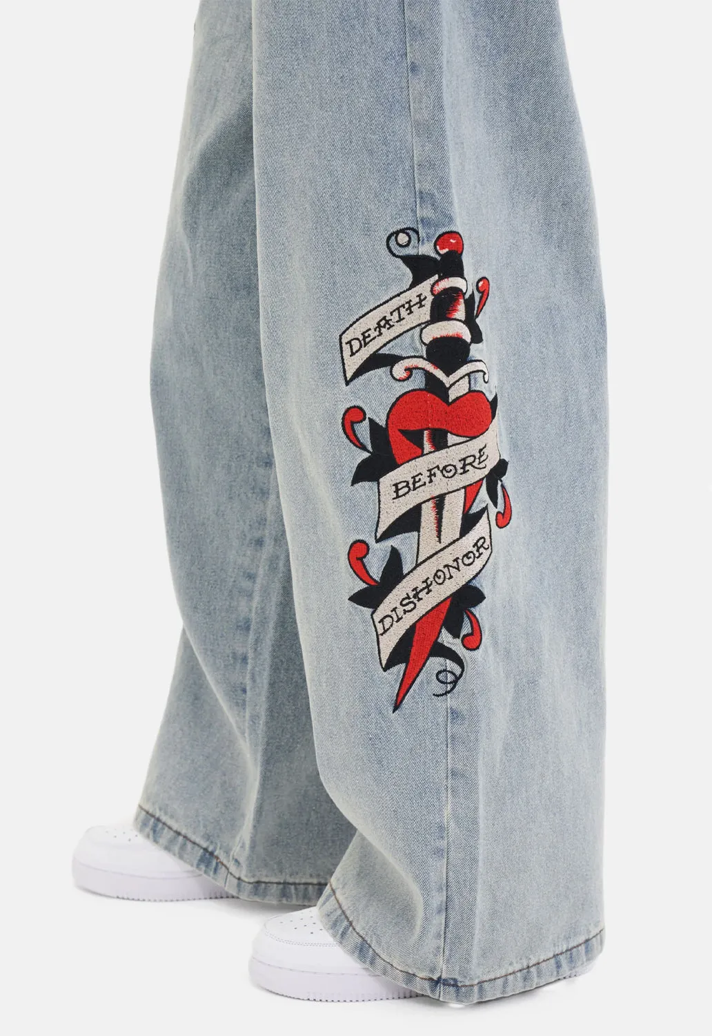 Death Before Dishonour Relaxed Jeans sold by Damaged Society product image thumbnail 3