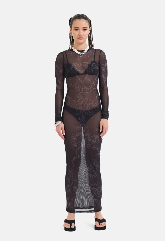 Love Is Mystery Mesh Dress sold by Damaged Society