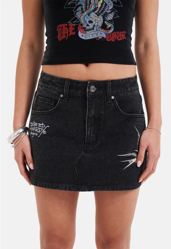 Swallow Side Denim Skirt sold by Damaged Society