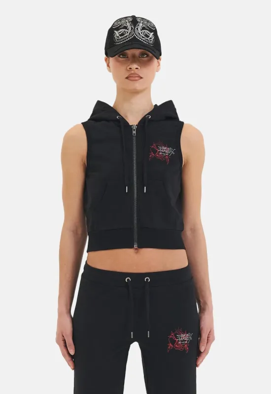 Love Eternal Sleeveless Zip Crop Hoodie sold by Damaged Society