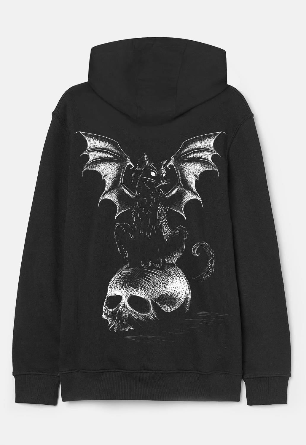 Devil Cat Zip Hoodie sold by Damaged Society