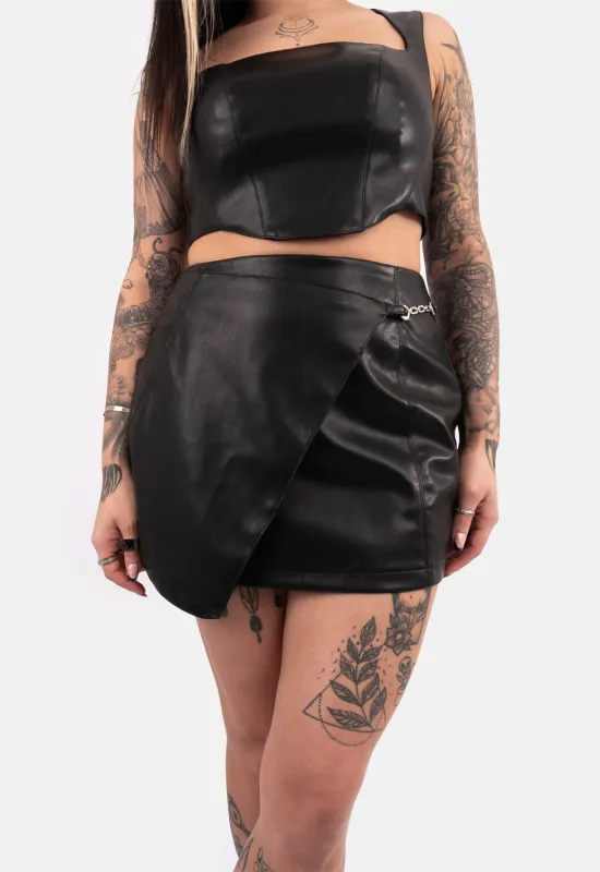 Ares Wrap PU Mini Skirt sold by Damaged Society