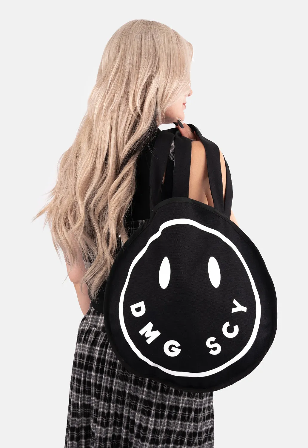 Smiley Circle Tote Bag sold by Damaged Society product image thumbnail 3