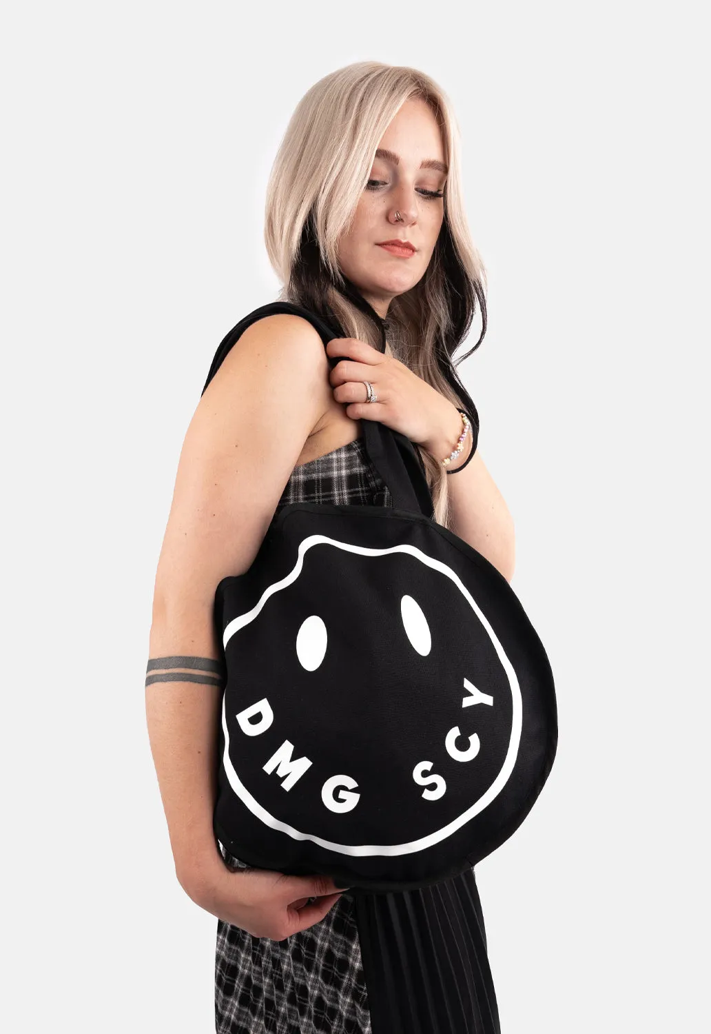 Smiley Circle Tote Bag sold by Damaged Society product image thumbnail 2