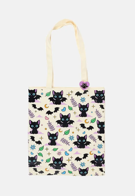 Cute & Creepy Cat Tote Bag sold by Damaged Society