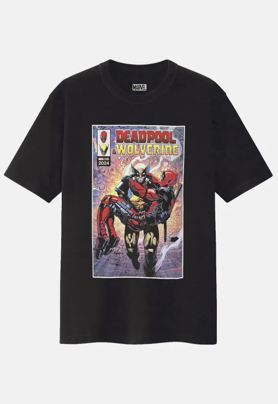 Wolverine Carrying Deadpool T-Shirt sold by Damaged Society