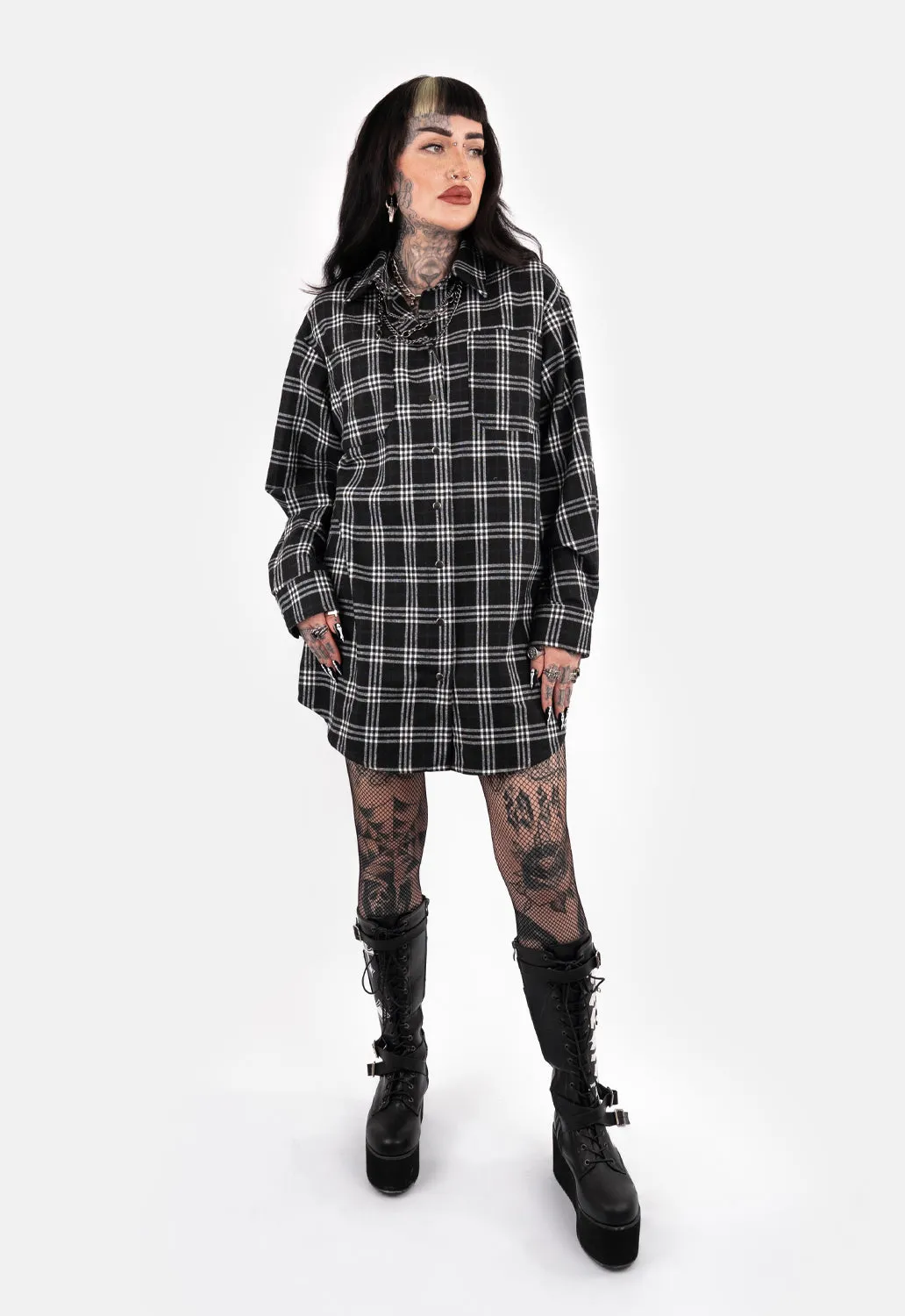 Brigid Check Shirt Mini Dress sold by Damaged Society product image thumbnail 2
