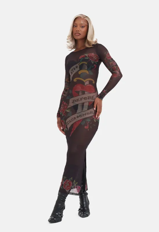 Death Before Dishonour Mesh Dress sold by Damaged Society