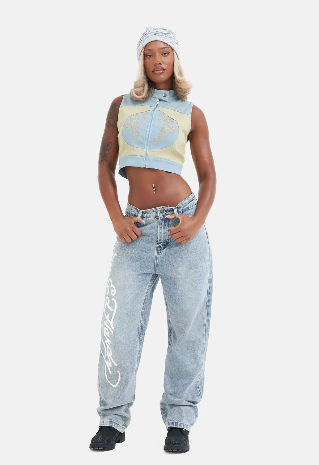 Flaming Skull Relax Denim Jeans sold by Damaged Society product image thumbnail 3