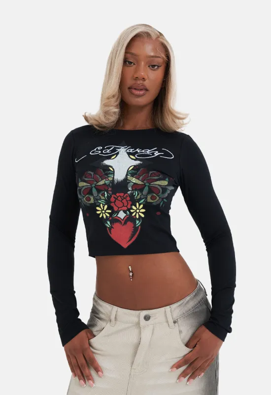 Heart Cross Long Sleeve T-Shirt sold by Damaged Society