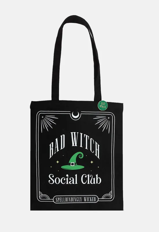 Bad Witch Pin Badge Tote Bag sold by Damaged Society